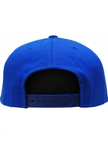 Baseball Caps Classic Snapback Hat Blank Cap - Cotton & Wool Blend Flat Visor - (3.1) Royal - C611KG9RENX $16.68