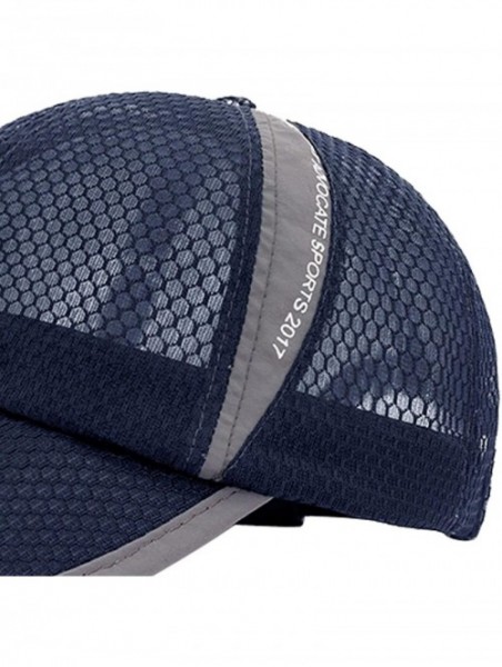 Bucket Hats Unisex Mesh Brim Tennis Cap Outside Sunscreen Quick Dry Adjustable Baseball Hat - A-navy Blue - C9182TIEZ26 $18.73
