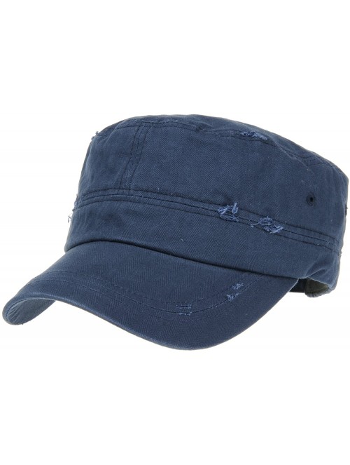 Baseball Caps Cadet Cap Camouflage Twill Cotton Distressed Washed Hat KR4303 - Navy - C112FD17GQD $27.39