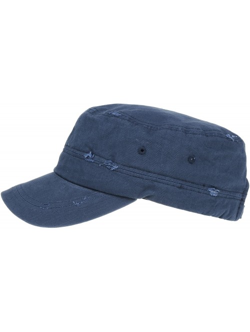 Baseball Caps Cadet Cap Camouflage Twill Cotton Distressed Washed Hat KR4303 - Navy - C112FD17GQD $27.39