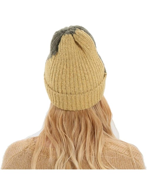 Skullies & Beanies Women's Solid Color Wool Knit Hats Earmuffs Parent-Child Caps - Yellow4 - CZ18ULKNHYR $12.35