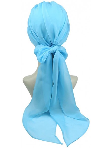 Skullies & Beanies Chemo Headwear Headwrap Scarf Cancer Caps Gifts for Hair Loss Women - Light Blue - CK18EIOHLRC $24.49