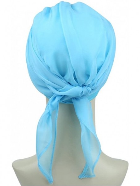 Skullies & Beanies Chemo Headwear Headwrap Scarf Cancer Caps Gifts for Hair Loss Women - Light Blue - CK18EIOHLRC $24.49