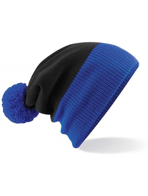 Skullies & Beanies Snowstar Duo Two-Tone Winter Beanie Hat - French Navy/Fuchsia - CF11E5OCTQR $11.06