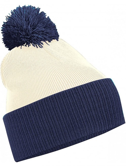 Skullies & Beanies Snowstar Duo Two-Tone Winter Beanie Hat - French Navy/Fuchsia - CF11E5OCTQR $11.06