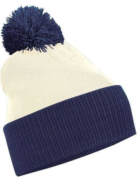 Skullies & Beanies Snowstar Duo Two-Tone Winter Beanie Hat - French Navy/Fuchsia - CF11E5OCTQR $11.06