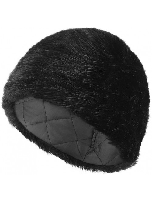 Skullies & Beanies Womens Warm Angora Beanie Skull Cap Elegant Solid Color Faux Fur Winter Fleece Beret Beanie Cap - Black - ...