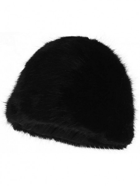 Skullies & Beanies Womens Warm Angora Beanie Skull Cap Elegant Solid Color Faux Fur Winter Fleece Beret Beanie Cap - Black - ...