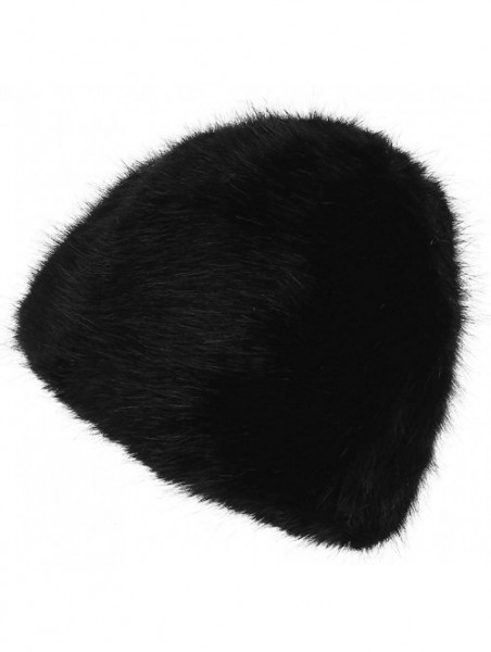 Skullies & Beanies Womens Warm Angora Beanie Skull Cap Elegant Solid Color Faux Fur Winter Fleece Beret Beanie Cap - Black - ...