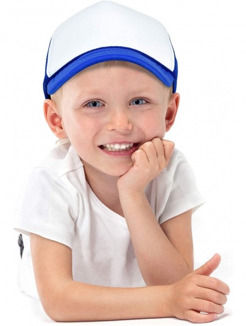 Baseball Caps Youth Mesh Trucker Cap - Adjustable Hat (S- M Sizes) - Royal Blue - CF119N21SEP $12.93