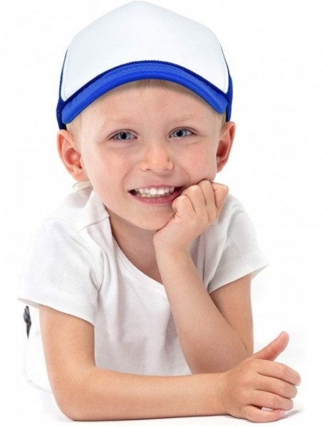 Baseball Caps Youth Mesh Trucker Cap - Adjustable Hat (S- M Sizes) - Royal Blue - CF119N21SEP $12.93