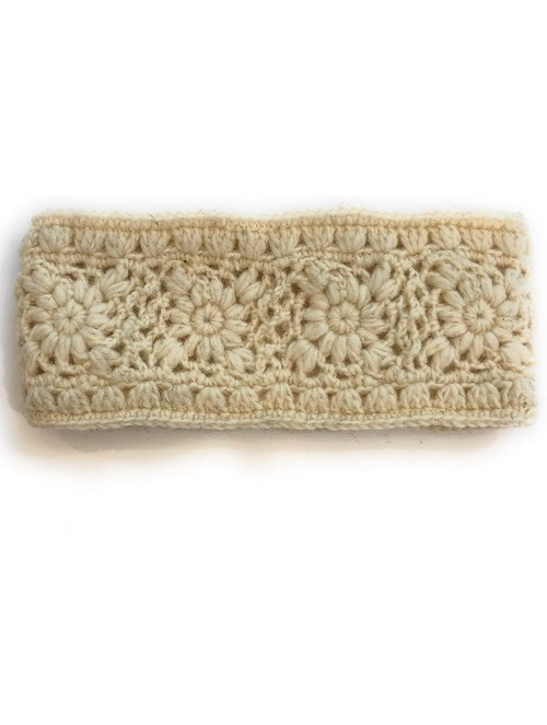 Cold Weather Headbands Hand Knit Winter Ear Muff Warmer Headband Wool Fleece Lined - Cream - C018WA057ZS $12.42