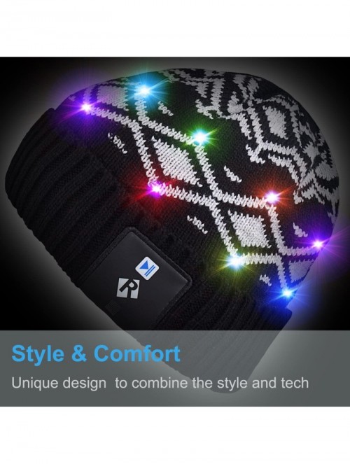 Skullies & Beanies Light Up Beanie Hat Stylish Unisex LED Knit Cap for Indoor and Outdoor - Lb004-black-string - CQ186LINE2T ...