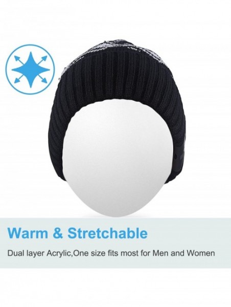 Skullies & Beanies Light Up Beanie Hat Stylish Unisex LED Knit Cap for Indoor and Outdoor - Lb004-black-string - CQ186LINE2T ...