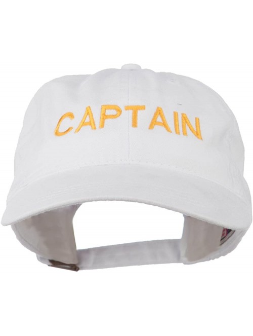 Baseball Caps Captain Embroidered Low Profile Washed Cap - White - CD11MJ3UQ9X $28.27