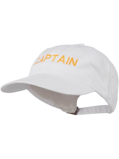 Baseball Caps Captain Embroidered Low Profile Washed Cap - White - CD11MJ3UQ9X $28.27