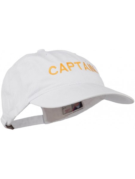 Baseball Caps Captain Embroidered Low Profile Washed Cap - White - CD11MJ3UQ9X $28.27