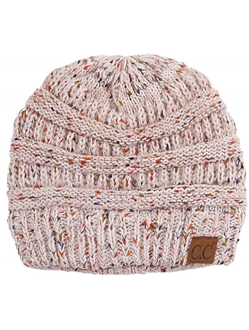 Skullies & Beanies Women's Trendy Four Tone Multi Color Ribbed Cable Knit Beanie - Oatmeal - CS12K7GTF6X $12.54