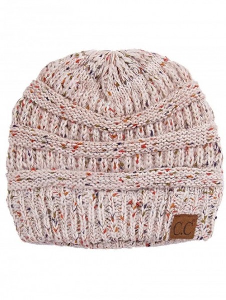 Skullies & Beanies Women's Trendy Four Tone Multi Color Ribbed Cable Knit Beanie - Oatmeal - CS12K7GTF6X $12.54