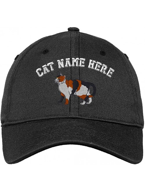 Baseball Caps Custom Low Profile Soft Hat Calico Cat A Embroidery Cat Name Cotton Dad Hat - Dark Denim - C818QWLN08E $25.84