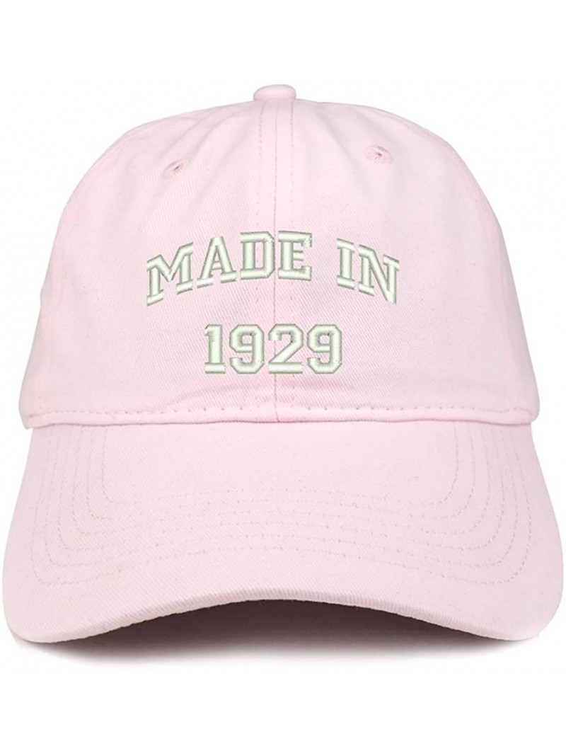 Baseball Caps Made in 1929 Text Embroidered 91st Birthday Brushed Cotton Cap - Light Pink - C418C9Y7KDN $22.95