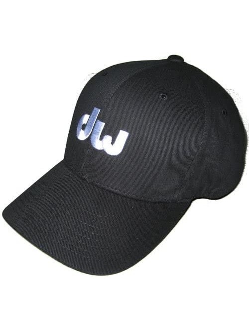 Baseball Caps DW Drum Workshop Flex Fit Hat- Black- with White Embroidered DW Logo- L/XL - C61134CZV2Z $31.51