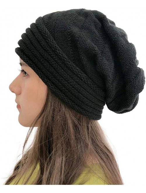 Skullies & Beanies Women Hat- Women Fashion Winter Warm Hat Girls Crochet Wool Knit Beanie Warm Caps - ❤️black - C718AI6R2UI ...
