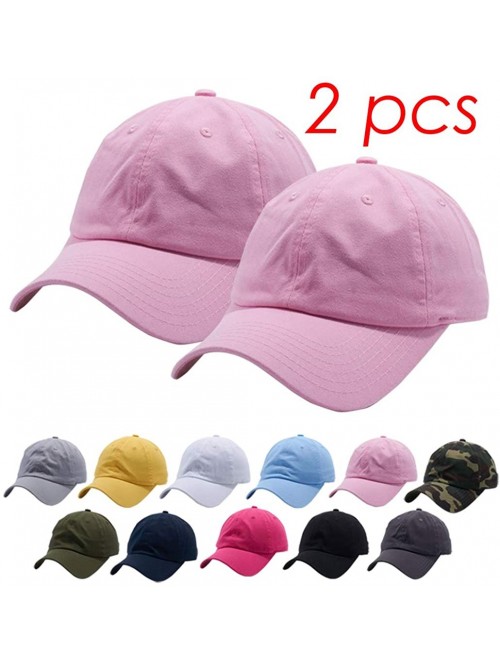 Baseball Caps Cotton Adjustable Baseball Classic Ballcap - Pink(2pcs) - CX18UQ2Y3RD $11.19