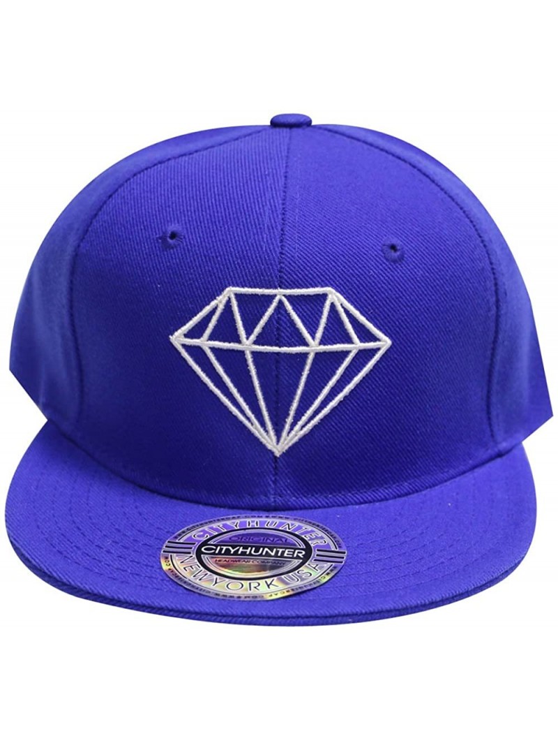 Baseball Caps Diamond Snapback Cap - Solid Royal - CK12B8QXKPD $16.40