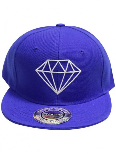 Baseball Caps Diamond Snapback Cap - Solid Royal - CK12B8QXKPD $16.40