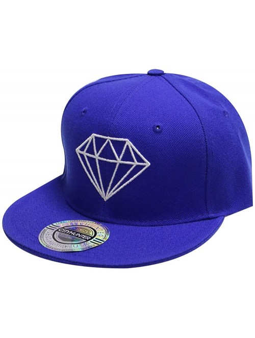 Baseball Caps Diamond Snapback Cap - Solid Royal - CK12B8QXKPD $16.40