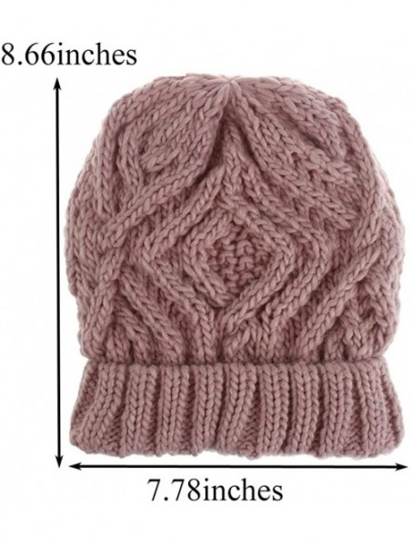 Skullies & Beanies Winter Casual Thick Warm Stretch Cable Knitted Beanie Skullies Hat Cap - Beige - C118AULKLLK $12.11