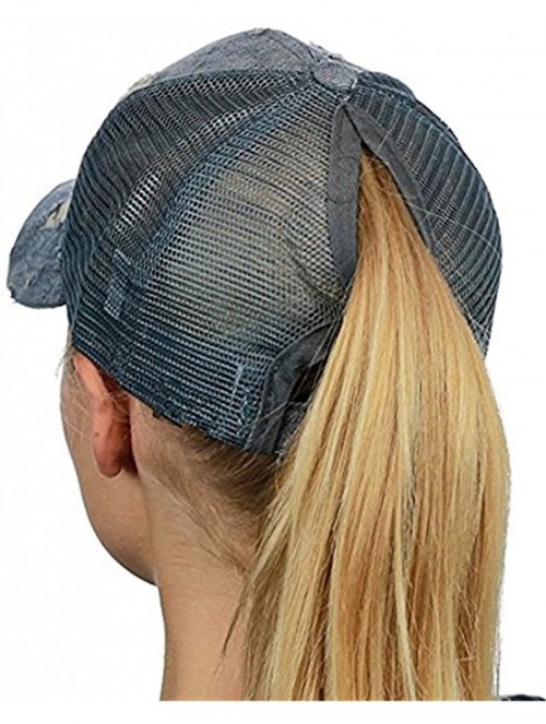 Skullies & Beanies Ponytail Cap Messy Trucker Adjustable Visor Baseball Cap Hat Unisex - Denim Light Blue - C418DYN7C3S $16.53