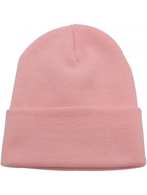 Skullies & Beanies Beanie Men Women - Unisex Cuffed Plain Skull Knit Hat Cap - Pink - CV12N2OG4DS $15.10