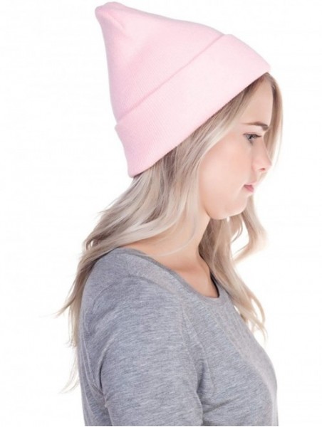 Skullies & Beanies Beanie Men Women - Unisex Cuffed Plain Skull Knit Hat Cap - Pink - CV12N2OG4DS $15.10