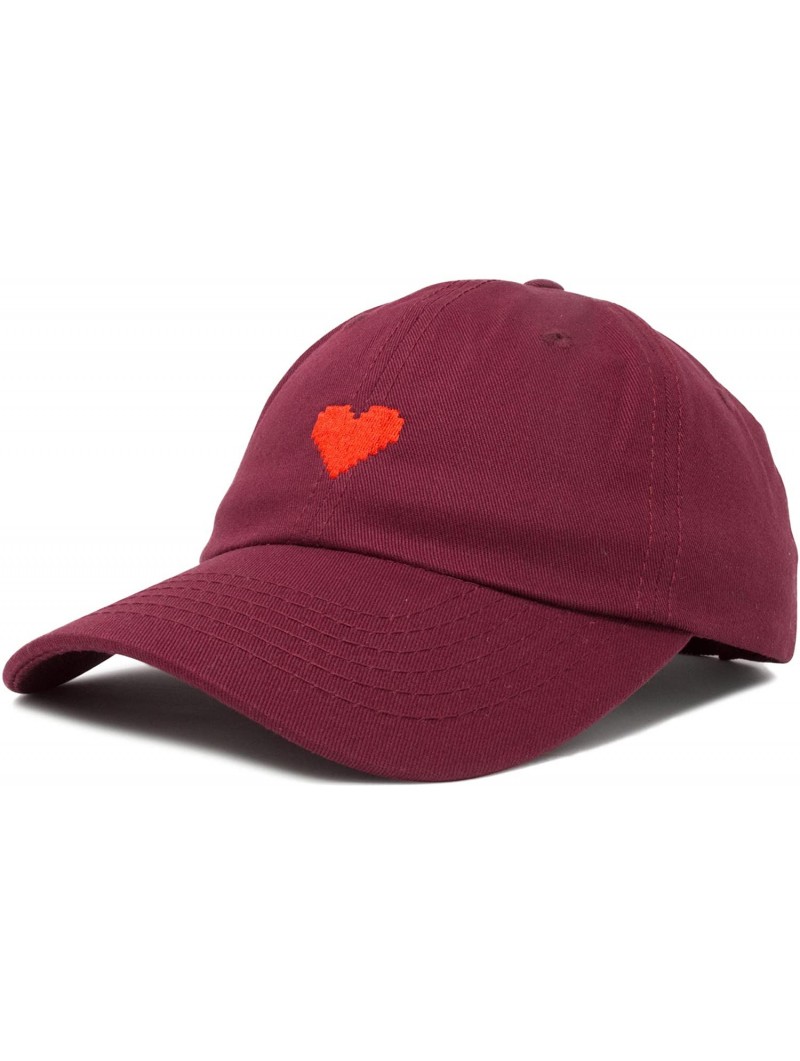 Baseball Caps Pixel Heart Hat Womens Dad Hats Cotton Caps Embroidered Valentines - Maroon - CX18LGSEK5L $17.62