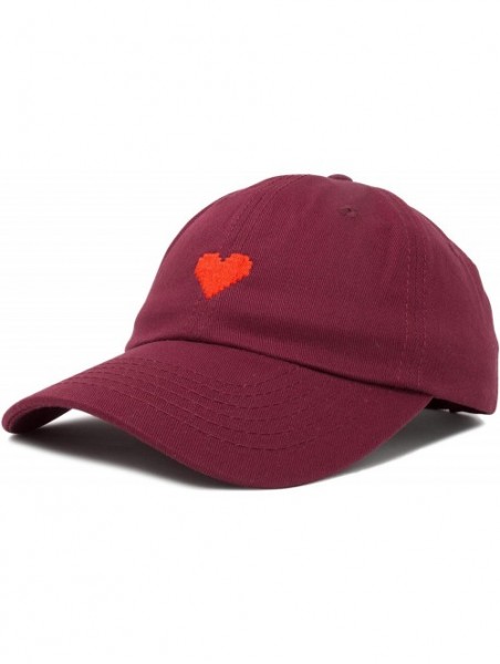 Baseball Caps Pixel Heart Hat Womens Dad Hats Cotton Caps Embroidered Valentines - Maroon - CX18LGSEK5L $17.62