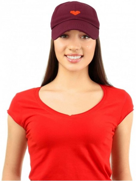 Baseball Caps Pixel Heart Hat Womens Dad Hats Cotton Caps Embroidered Valentines - Maroon - CX18LGSEK5L $17.62