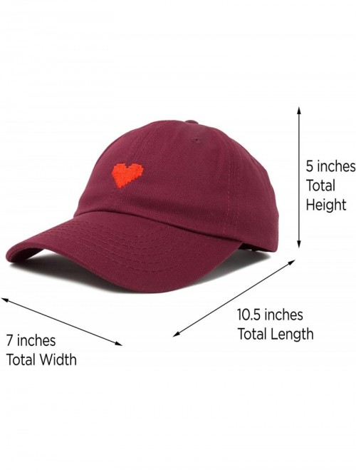 Baseball Caps Pixel Heart Hat Womens Dad Hats Cotton Caps Embroidered Valentines - Maroon - CX18LGSEK5L $17.62