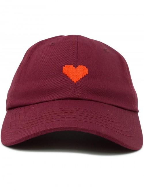 Baseball Caps Pixel Heart Hat Womens Dad Hats Cotton Caps Embroidered Valentines - Maroon - CX18LGSEK5L $17.62