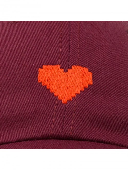 Baseball Caps Pixel Heart Hat Womens Dad Hats Cotton Caps Embroidered Valentines - Maroon - CX18LGSEK5L $17.62