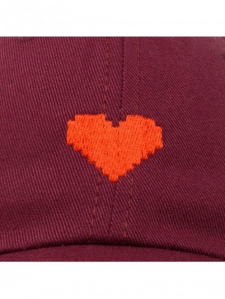 Baseball Caps Pixel Heart Hat Womens Dad Hats Cotton Caps Embroidered Valentines - Maroon - CX18LGSEK5L $17.62