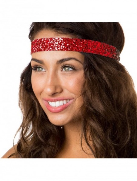 Headbands Women's Adjustable NO Slip Wide Bling Glitter Headband - Red - C91864N6LTL $13.80