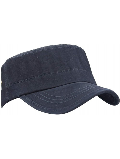 Baseball Caps Mens 100% Cotton Flat Top Running Golf Army Corps Military Baseball Caps Hats - Slant Navy - C918S5WW2OL $12.89