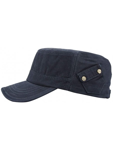 Baseball Caps Mens 100% Cotton Flat Top Running Golf Army Corps Military Baseball Caps Hats - Slant Navy - C918S5WW2OL $12.89