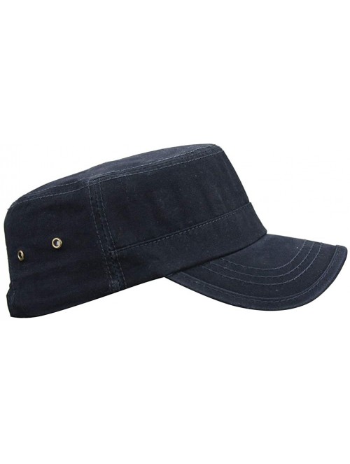 Baseball Caps Mens 100% Cotton Flat Top Running Golf Army Corps Military Baseball Caps Hats - Slant Navy - C918S5WW2OL $12.89