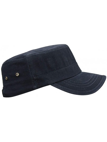 Baseball Caps Mens 100% Cotton Flat Top Running Golf Army Corps Military Baseball Caps Hats - Slant Navy - C918S5WW2OL $12.89