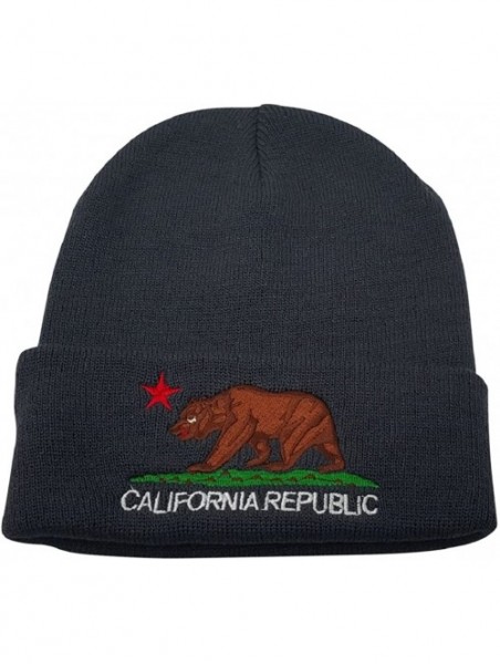 Skullies & Beanies Unisex California Republic Bear Cuffed Beanie Knit Hat Cap (One Size-) - Grey/Brown - C3186URMRTG $10.87