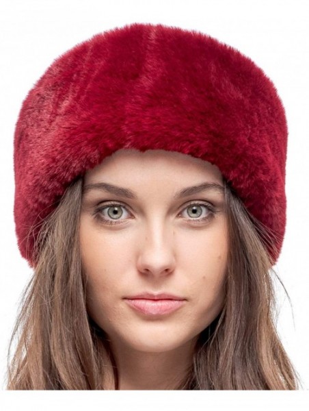 Cold Weather Headbands Womens Faux Fur Ear Warmer - Soft Velvet Fur - Chic Winter Headband - Maroon Rabbit - C618AUZCXMH $23.56