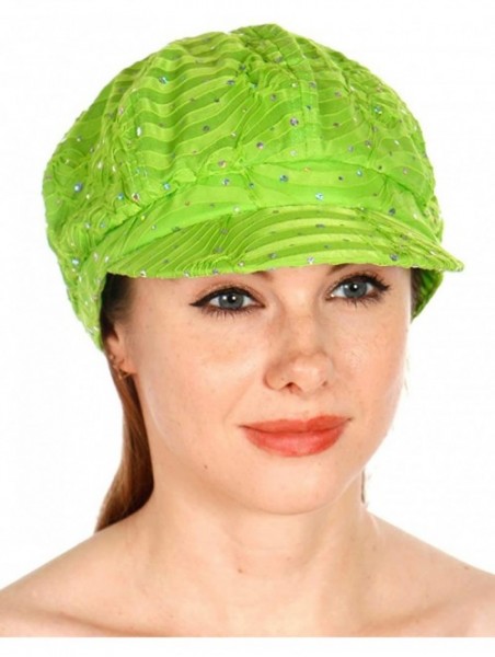 Newsboy Caps Newsboy Cap for Women - Sequin Summer perperboy hat - Baseball Cap - Gatsby Visor hat - Chemo hat - Lime - CC18E...